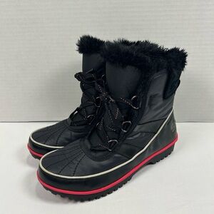 Sorel Boots Womens 8.5 Tivoli II Snow Black Comfort Lace Up Round Toe NL2183-010